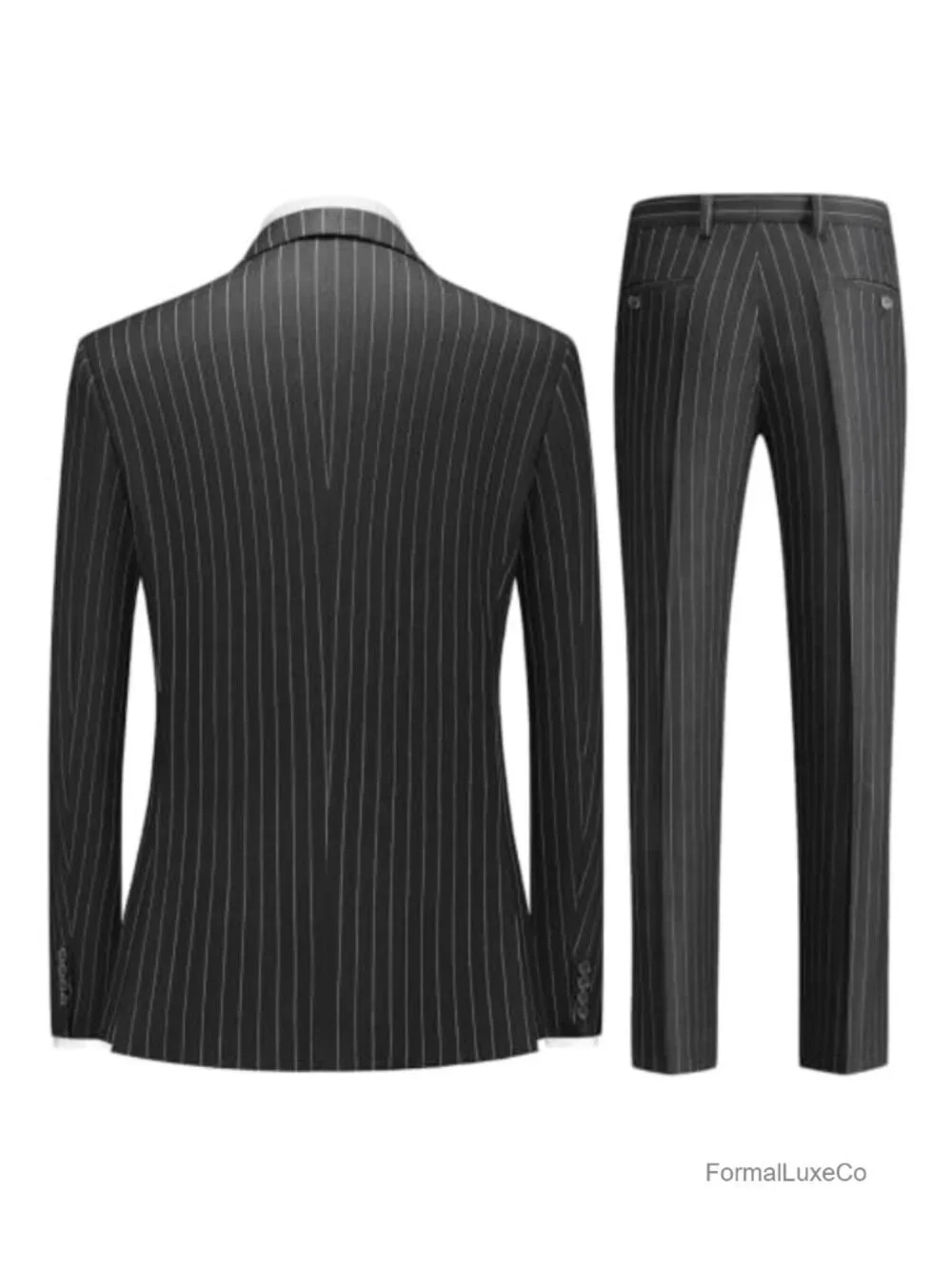Men's Pinstripe 2 Piece Suit Slim Fit Tuxedo Casual Dress Set for Business